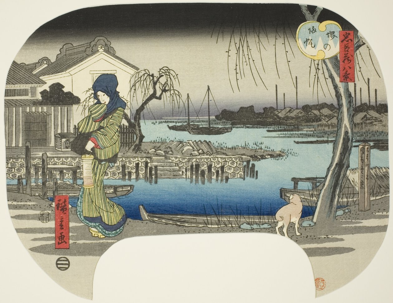 Terugkerende Zeilen bij Sakai, uit de serie "Acht Zichten uit de Schatkamer van Loyale Retainers" door Utagawa Hiroshige