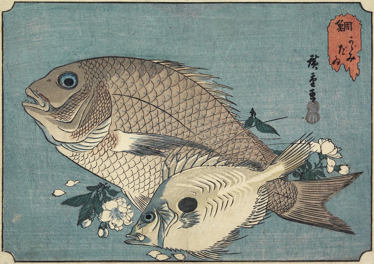 Zeebrasems, begin 19e eeuw door Utagawa Hiroshige