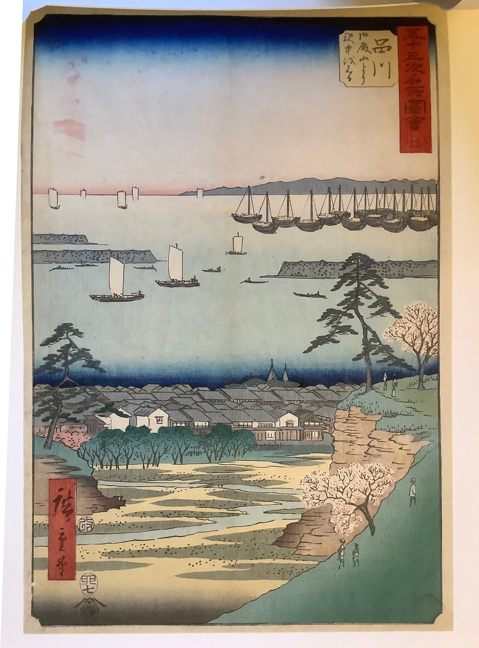 Shinagawa, uit de serie „Afbeeldingen van beroemde plaatsen langs de drieënvijftig stations“ door Utagawa Hiroshige