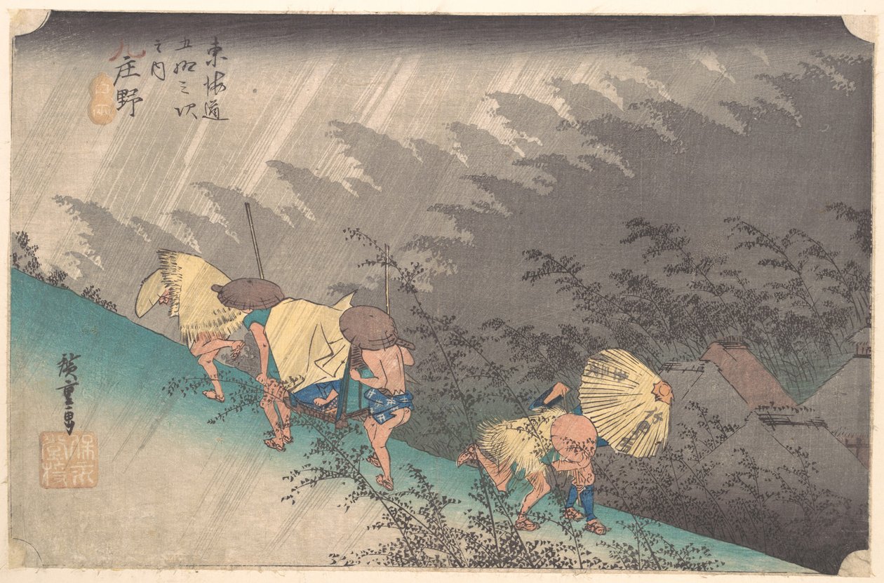 Regenbui bij Shōno door Utagawa Hiroshige