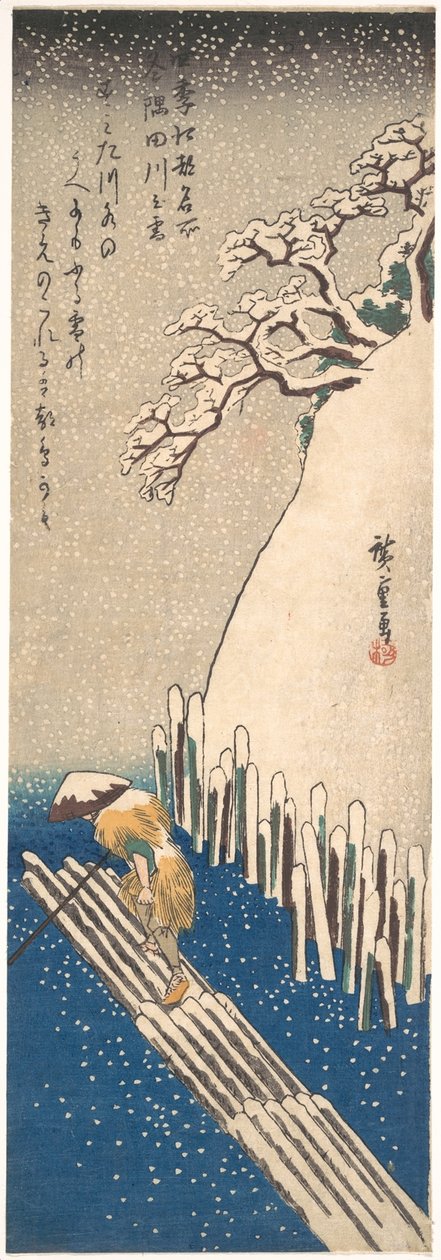 Sneeuw op de Sumida-rivier door Utagawa Hiroshige