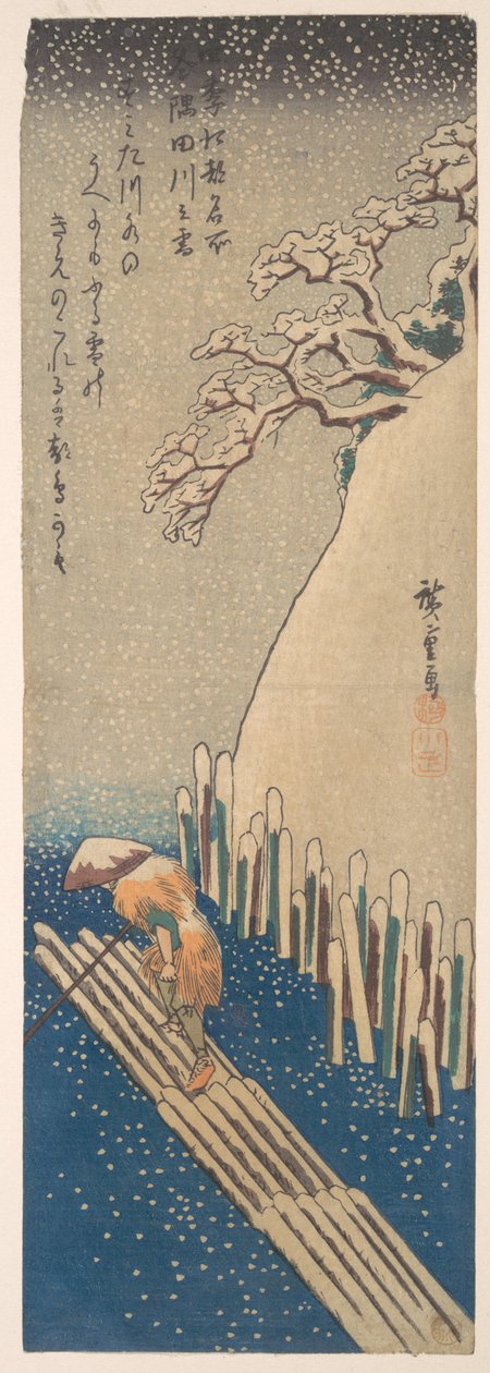 Schnee am Sumida-Fluss door Utagawa Hiroshige