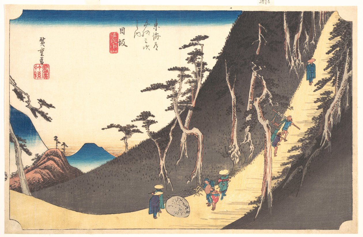 Station zesentwintig: Nissaka, Sayo no Nakayama, uit de Drieënvijftig stations van de Tōkaidō door Utagawa Hiroshige