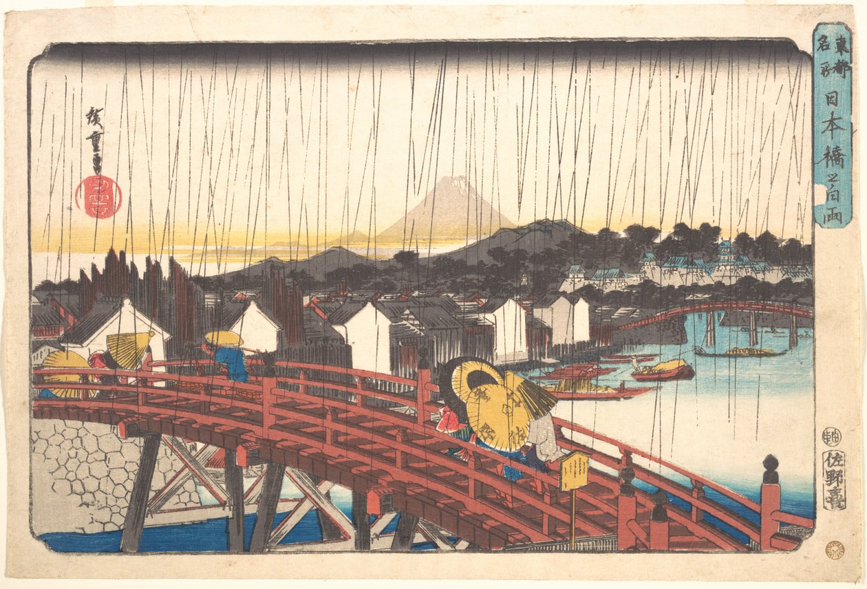 Zonregen bij Nihonbashi door Utagawa Hiroshige