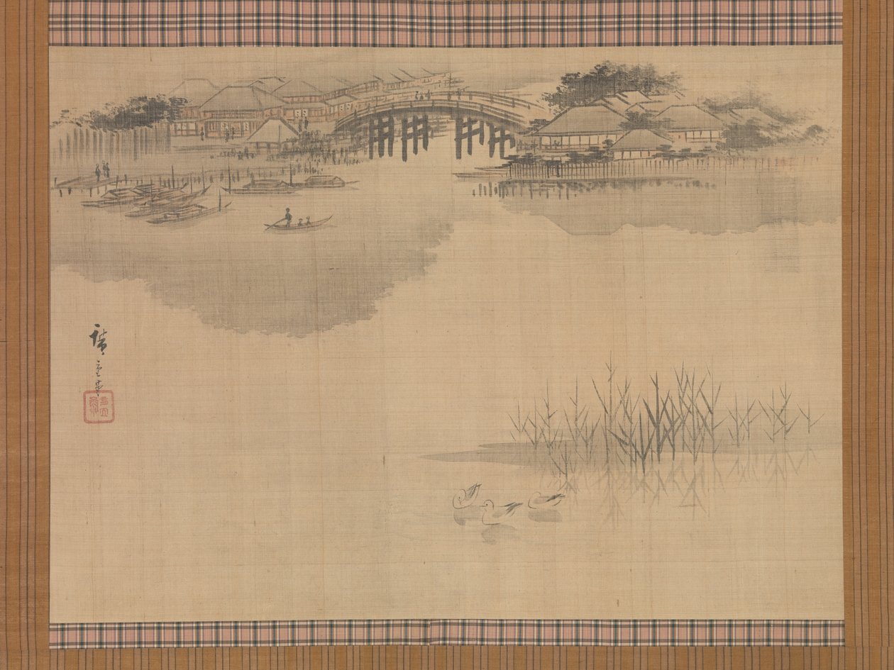 De Imado-brug aan de voet van de berg Matsuchi door Utagawa Hiroshige