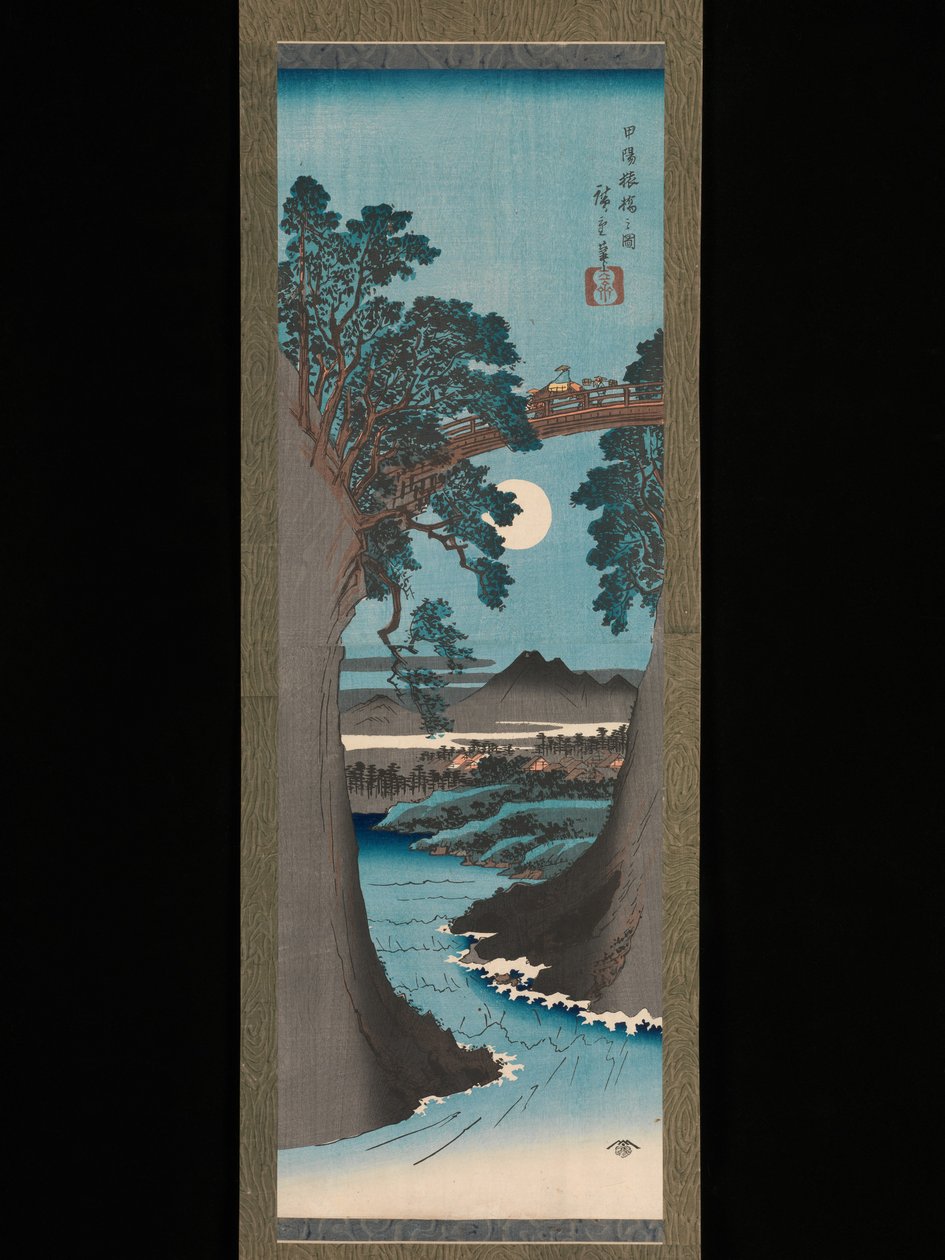 De Apenbrug in de provincie Kai (Kōyō Saruhashi no zu) door Utagawa Hiroshige