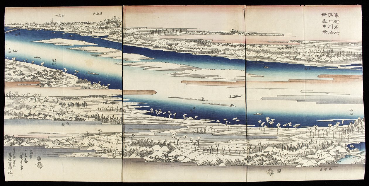 De rivier de Sumida in de sneeuw door Utagawa Hiroshige