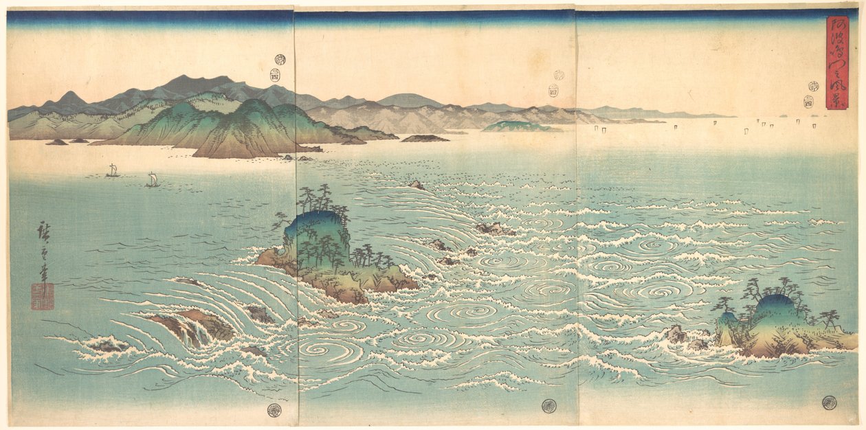 De draaikolken van Awa door Utagawa Hiroshige