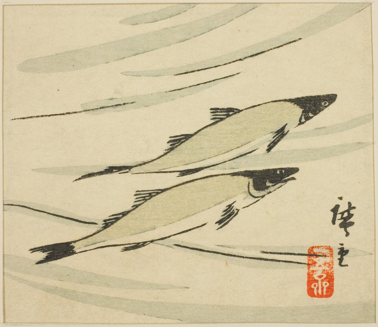 Forel, sectie van een harimaze blad door Utagawa Hiroshige