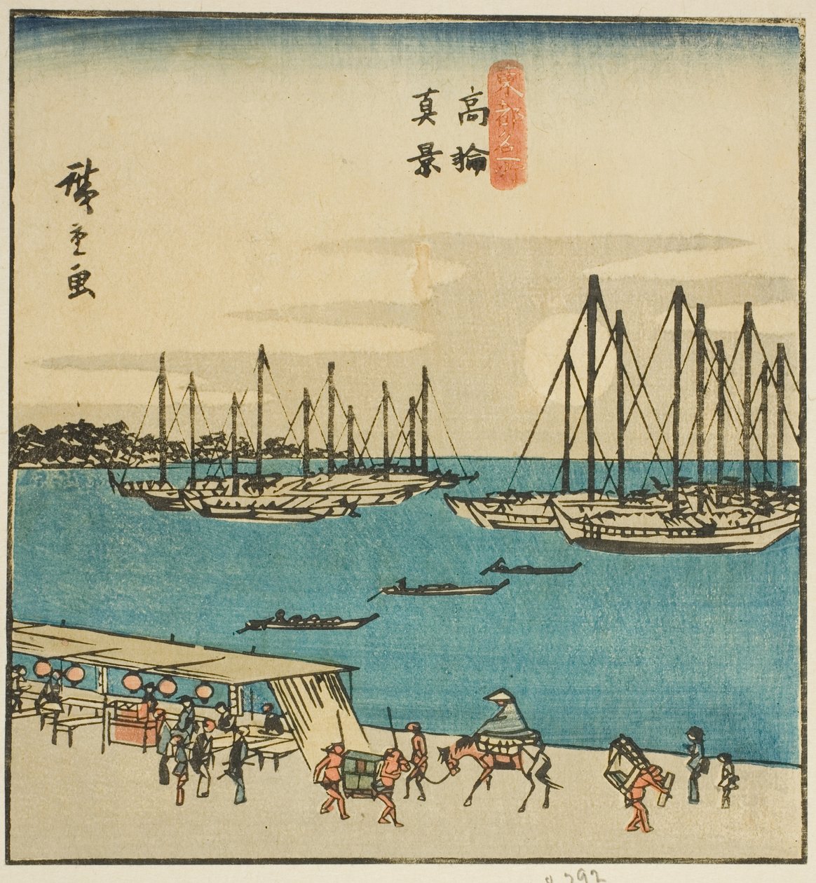 Ware Uitzicht op Takanawa (Takanawa shinkei), deel van een blad uit de serie "Beroemde Plaatsen in de Oostelijke Hoofdstad (Toto meisho)" door Utagawa Hiroshige