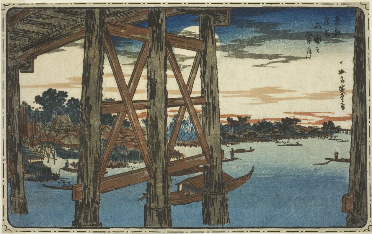 Schemermaan bij de Ryogoku-brug (Ryogoku no yoizuki), uit de serie 