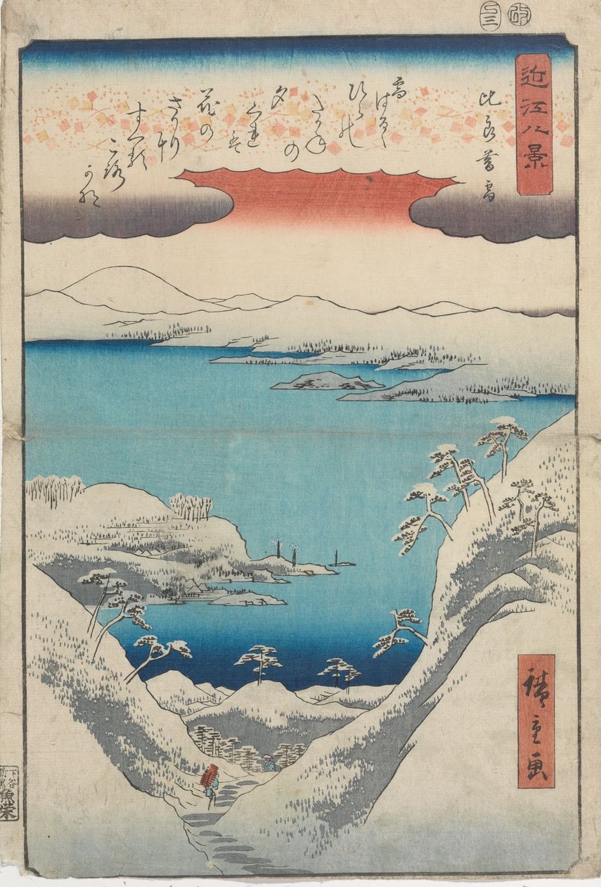 Twilight Snow in Hira door Utagawa Hiroshige