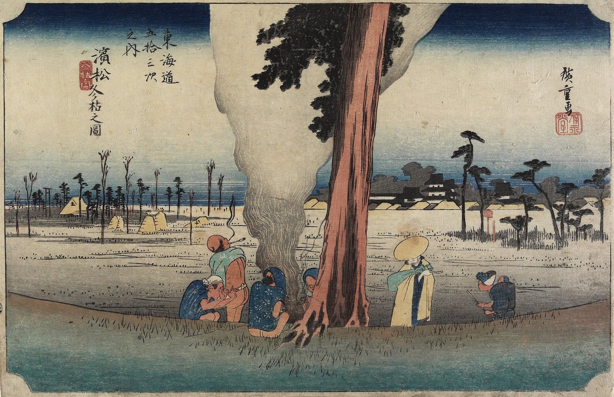Winterscène, Hamamatsu, ca. 1833 door Utagawa Hiroshige