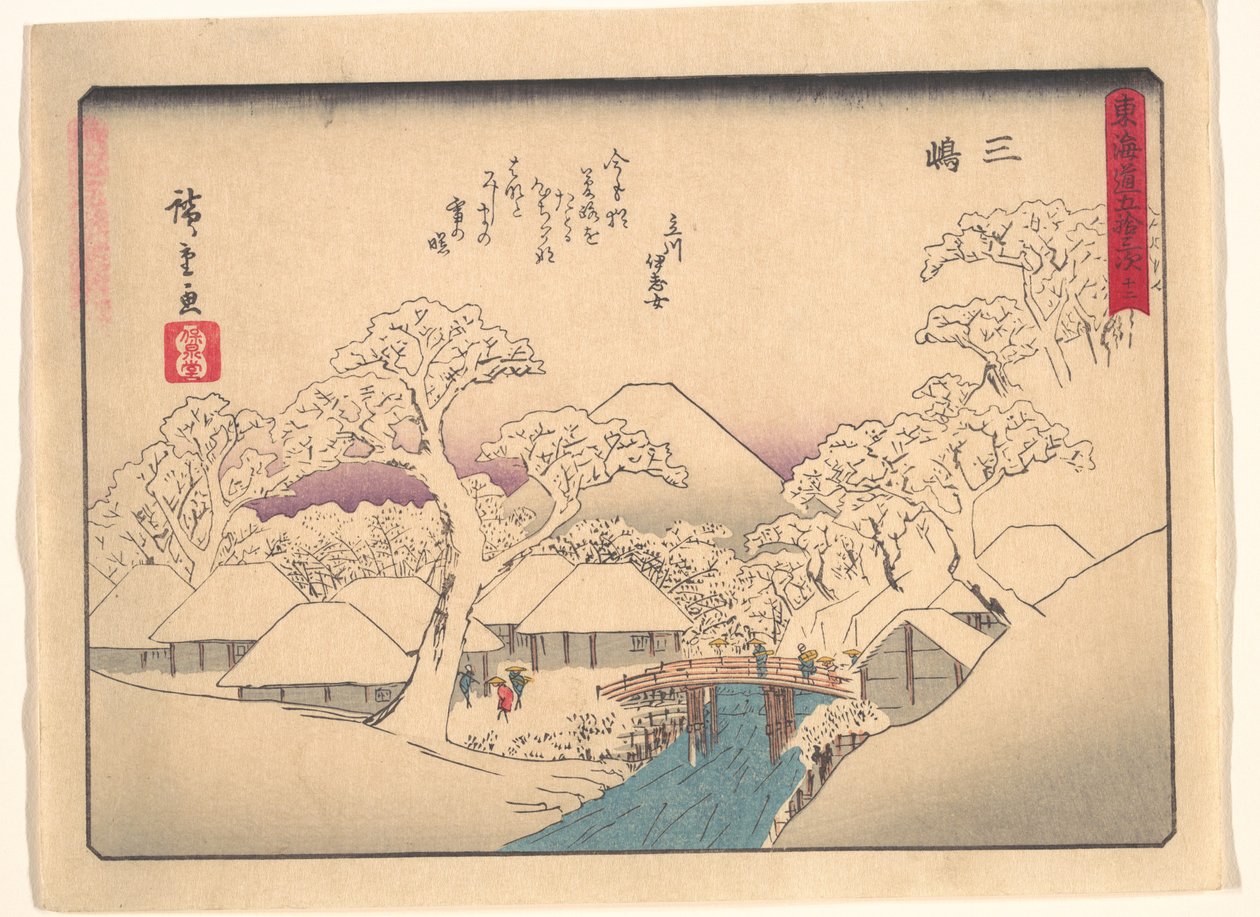 De drieënvijftig stations van de Tōkaidō - Mishima door Utagawa Hiroshige
