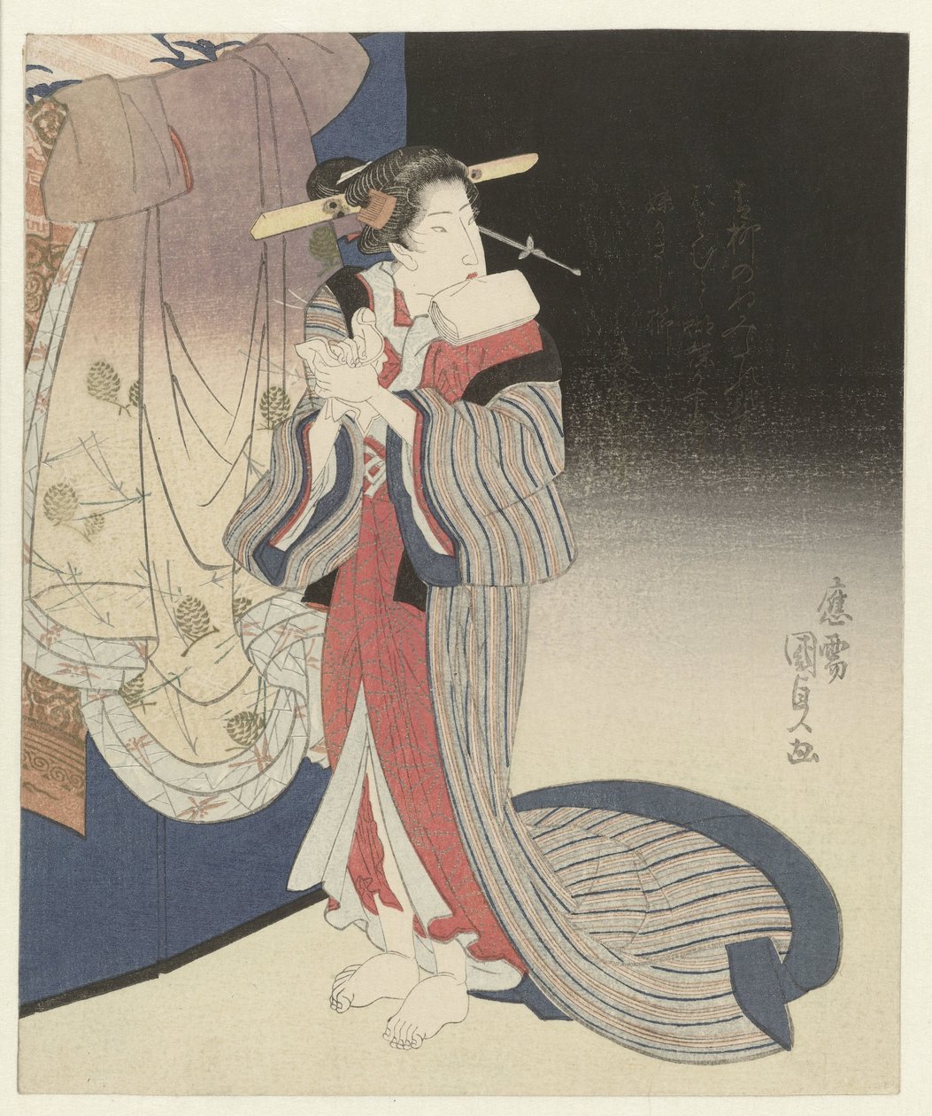 Courtisane bereidt zich voor op de nacht door Utagawa Kunisada (I)