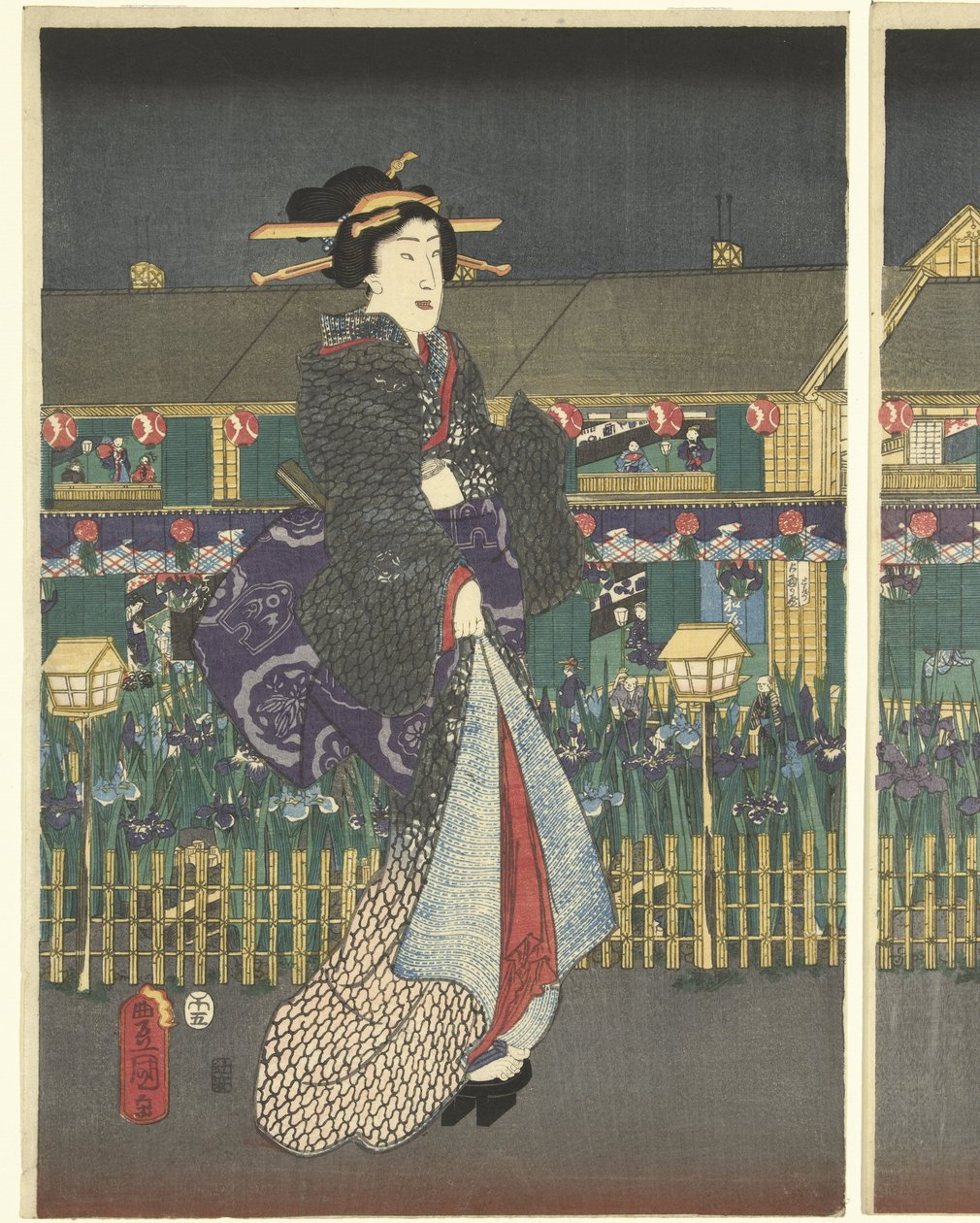 Irissen in volle bloei door Utagawa Kunisada (I)