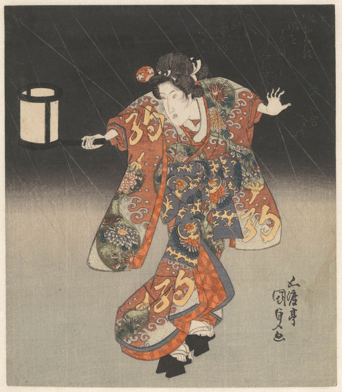 Kisegawa met lantaarn in de regen door Utagawa Kunisada (I)