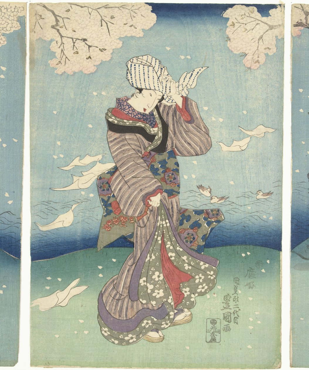 Stormachtige dag aan de Sumida rivier door Utagawa Kunisada (I)