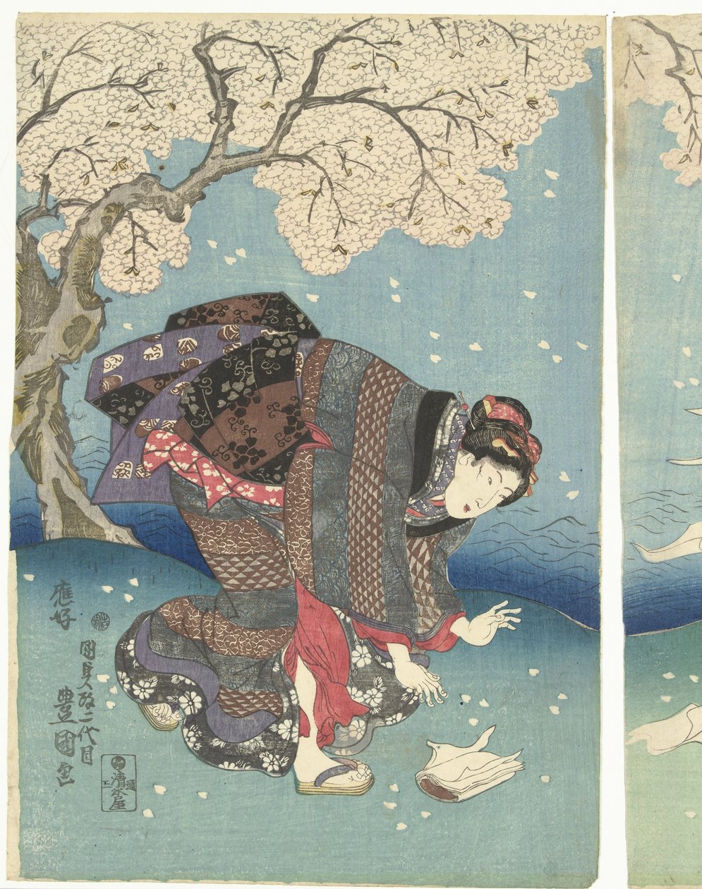 Stormachtige dag aan de Sumida rivier door Utagawa Kunisada (I)