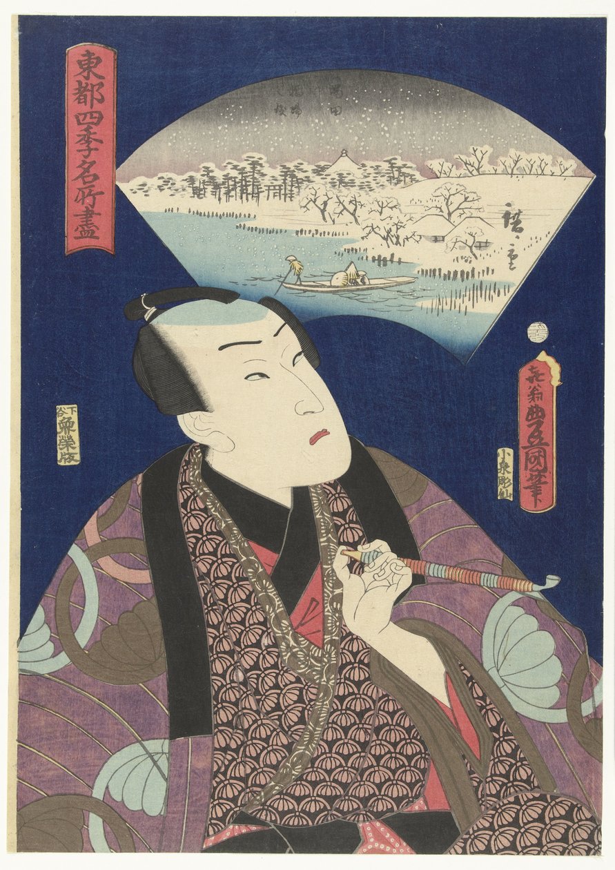 Sumida rivier in de winter door Utagawa Kunisada (I)