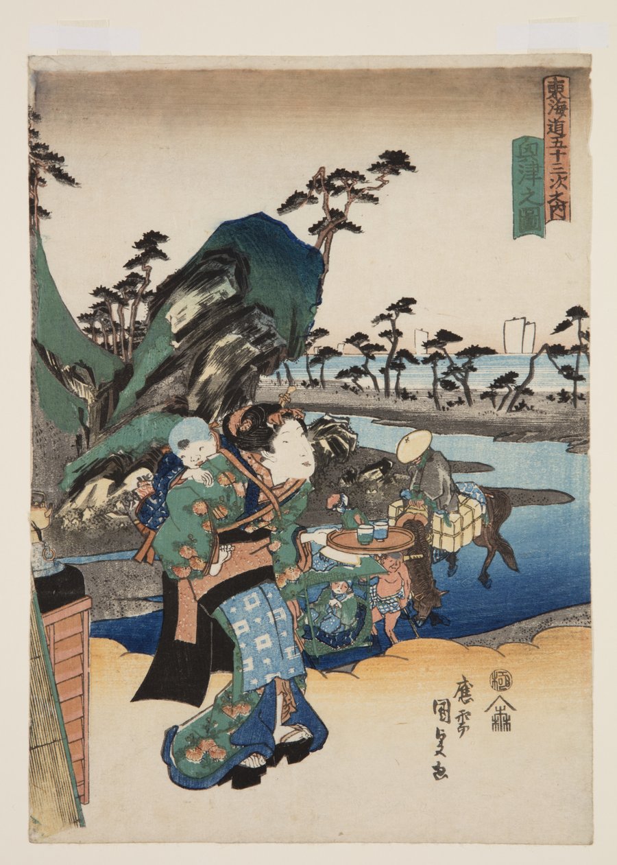 Uitzicht op Okitsu door Utagawa Kunisada