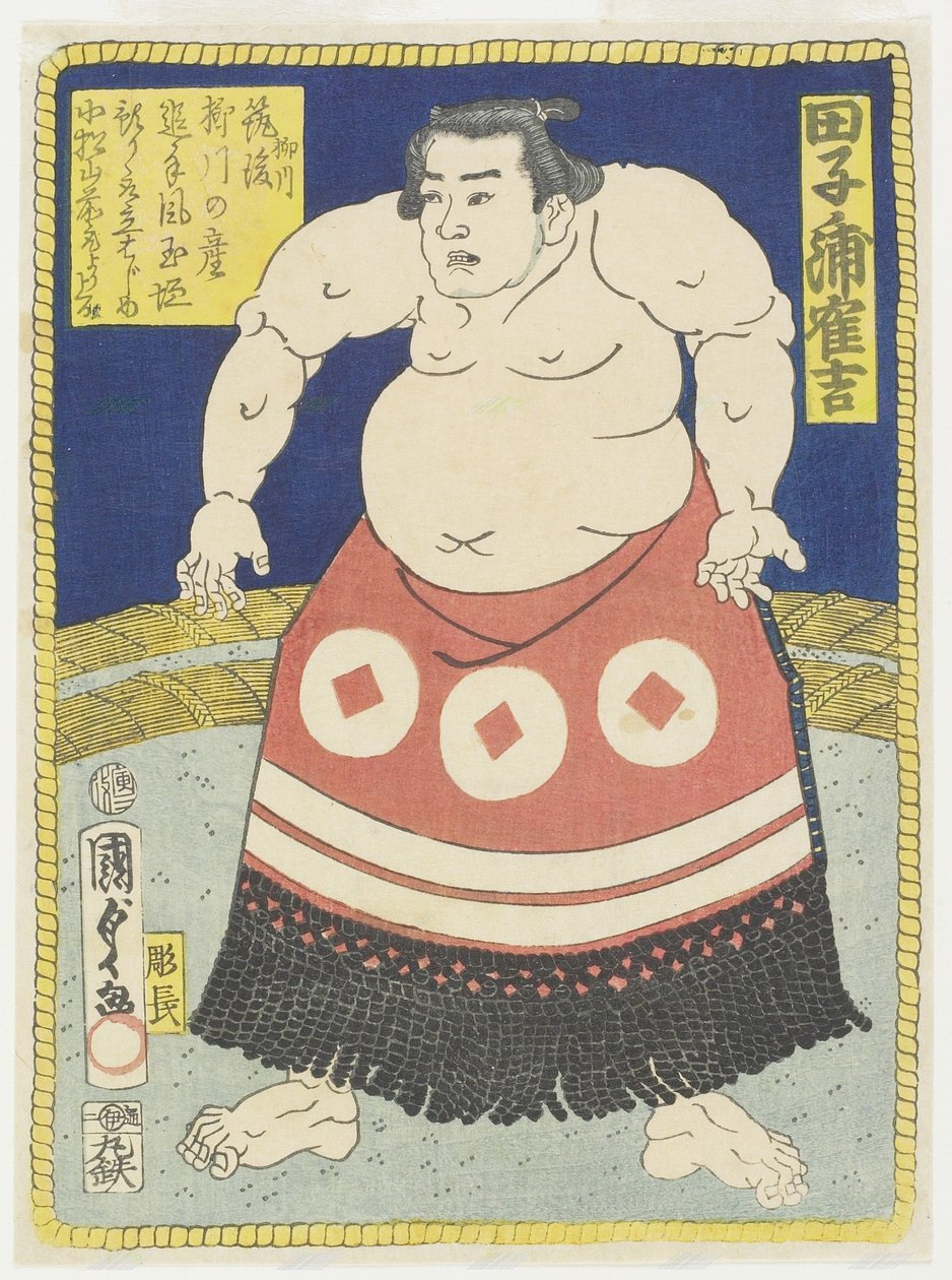 Worstelaar Tagonoura Tsurukichi, maart 1866 door Utagawa Kunisada II