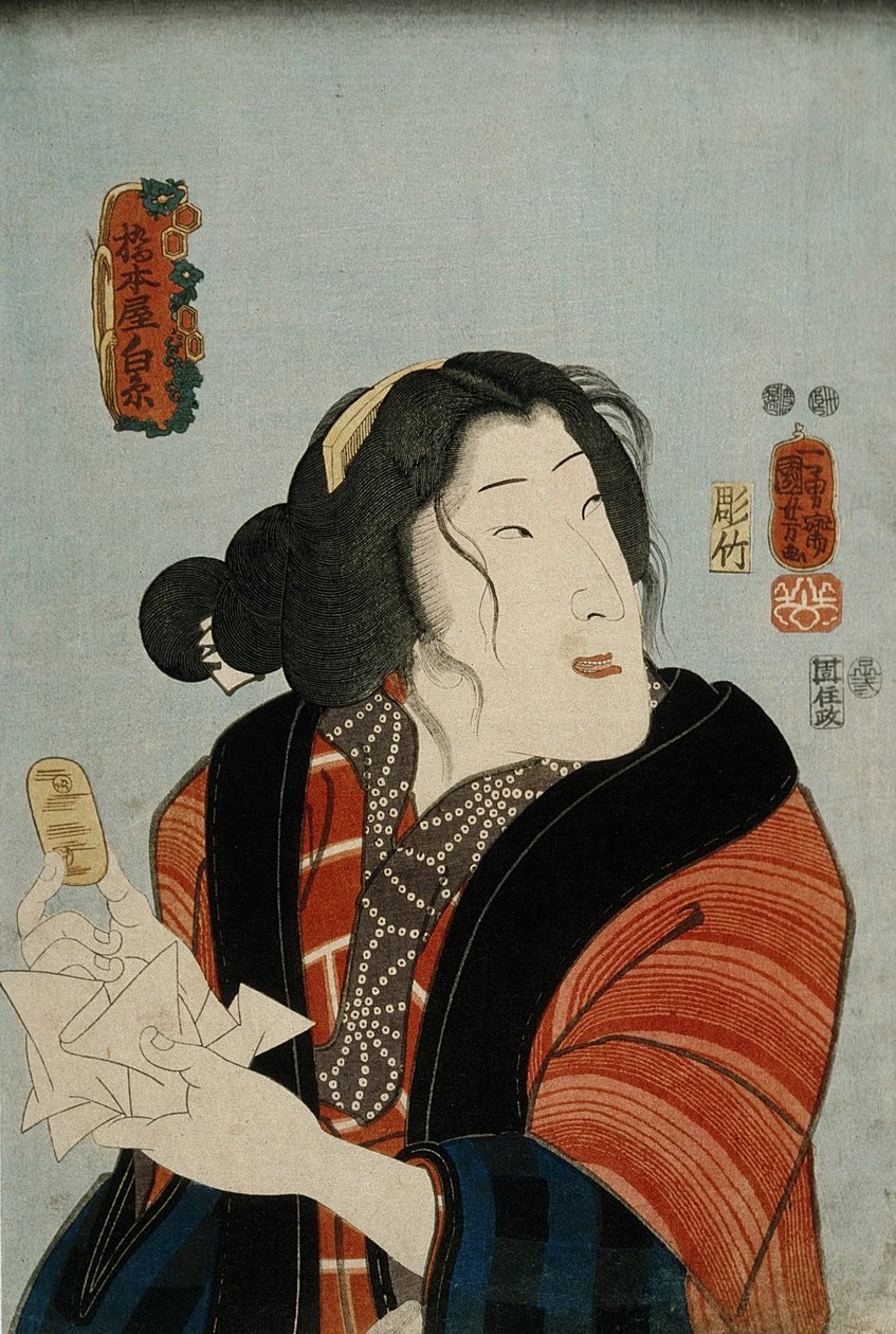 Bandō Shūka als Hashimotoya Shiraito door Utagawa Kuniyoshi