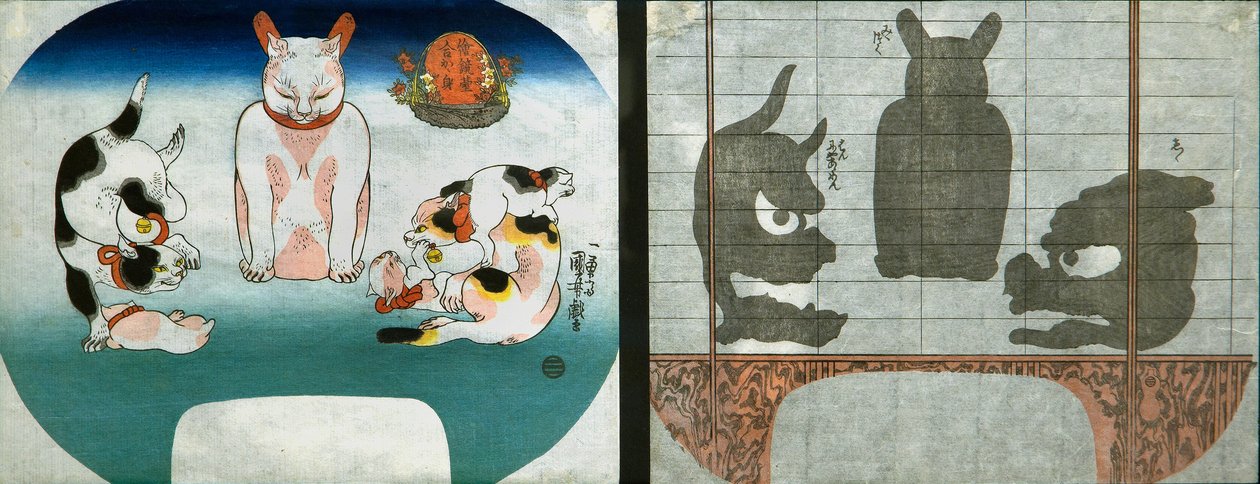 Katten: Chinese Tempel Leeuw door Utagawa Kuniyoshi