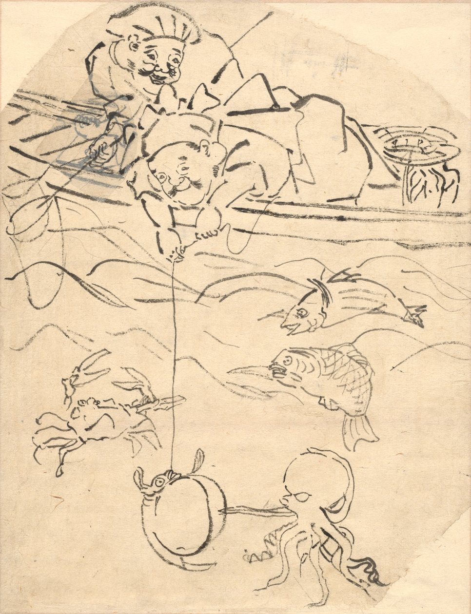 Daikoku en Ebisu, twee van de zeven goden van geluk door Utagawa Kuniyoshi