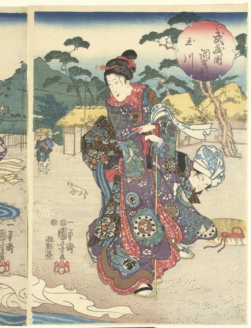 De Chofu Tama rivier in de provincie Musashi door Utagawa Kuniyoshi