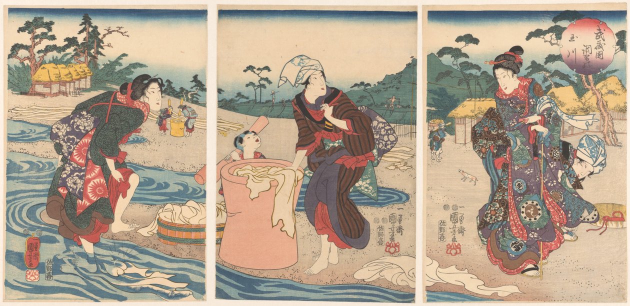 De Chofu Tama rivier in de provincie Musashi door Utagawa Kuniyoshi