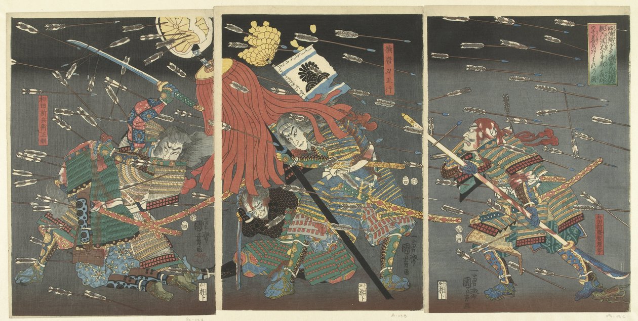De laatste aanval van de Kusunoki te Shijonawate door Utagawa Kuniyoshi