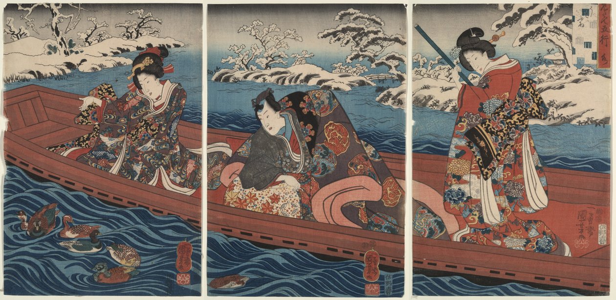 Vijf elementen: water door Utagawa Kuniyoshi