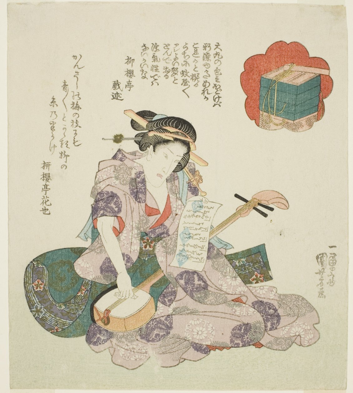 Bloemen: Onoe Kikugoro III, uit een ongetitelde serie van acteurs die sneeuw, maan en bloemen vertegenwoordigen door Utagawa Kuniyoshi