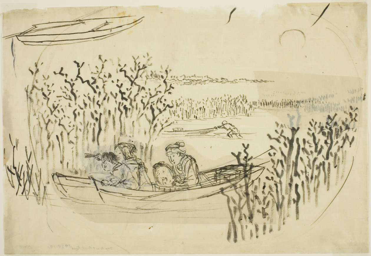 Zeewier verzamelen bij Omori door Utagawa Kuniyoshi