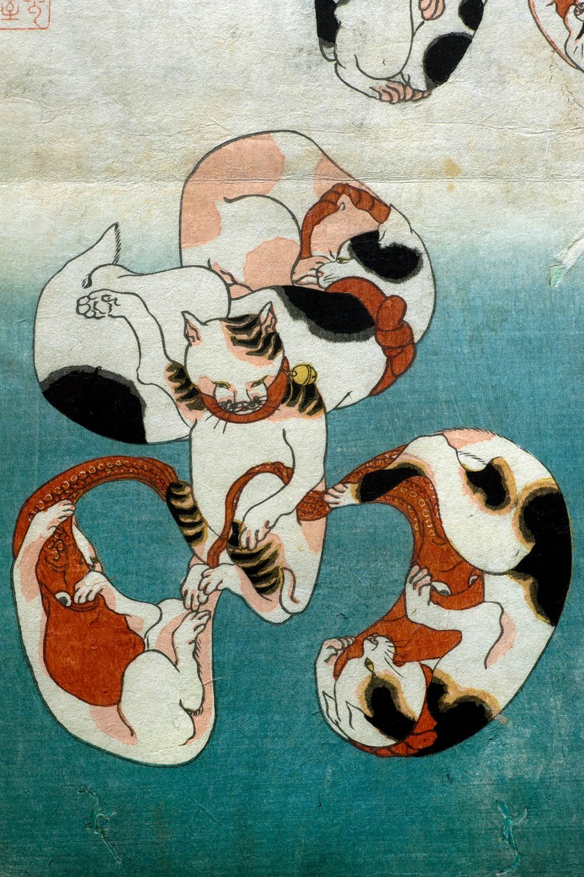 Octopus Serie Katten vormen geschreven karakters door Utagawa Kuniyoshi