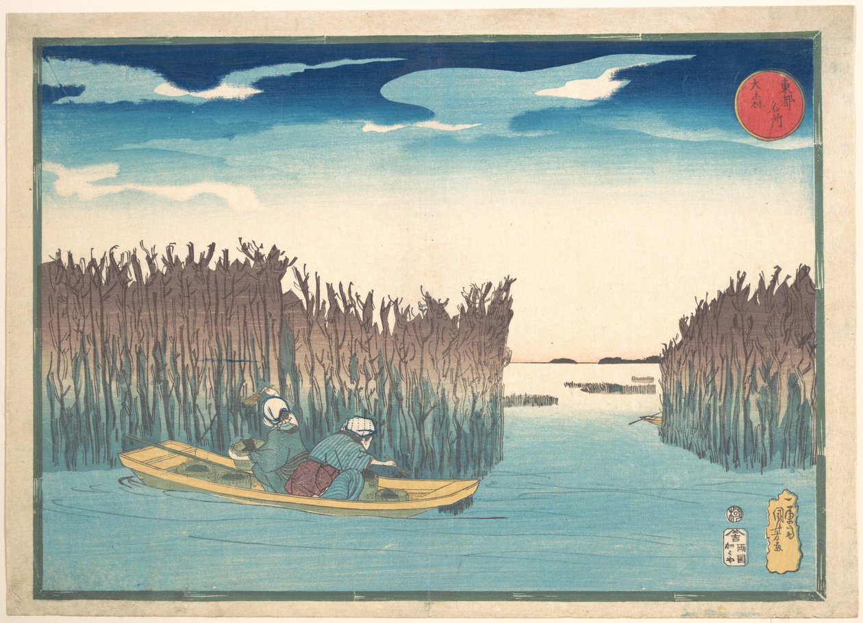 Zeewierplukkers in Omori door Utagawa Kuniyoshi