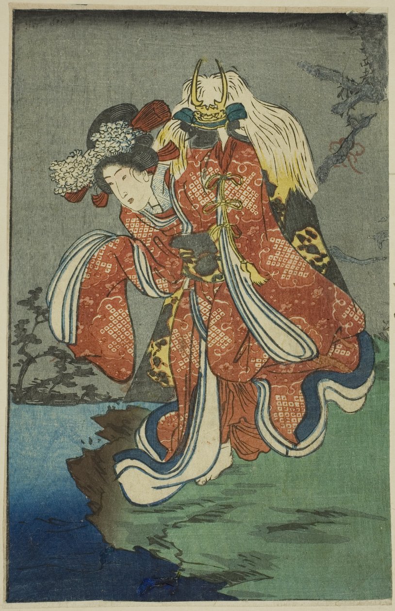 Shizuka Gozen, sectie van een blad uit de serie 