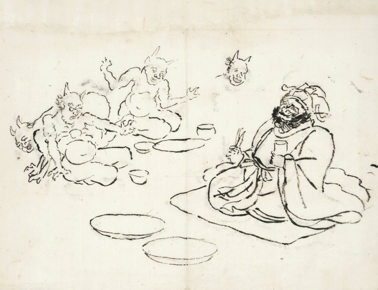 Schets van demonen die de koning van de hel vermaken door Utagawa Kuniyoshi