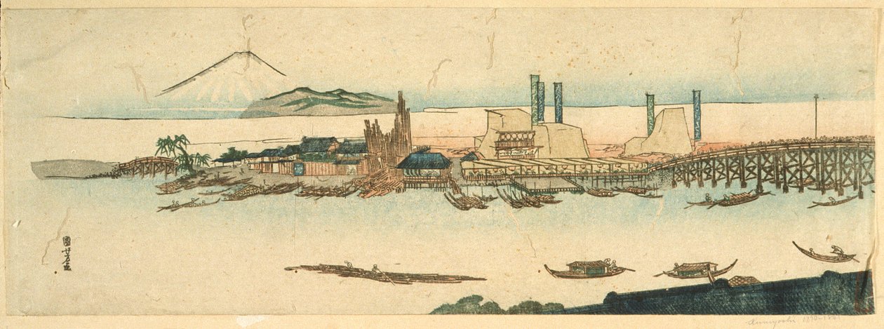 Tafereel aan de rivier de Sumida door Utagawa Kuniyoshi