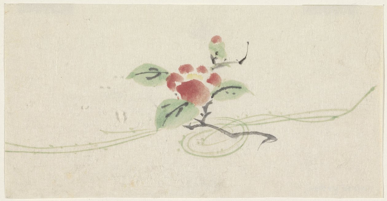 Tak met rode camelia door Utagawa Kuniyoshi