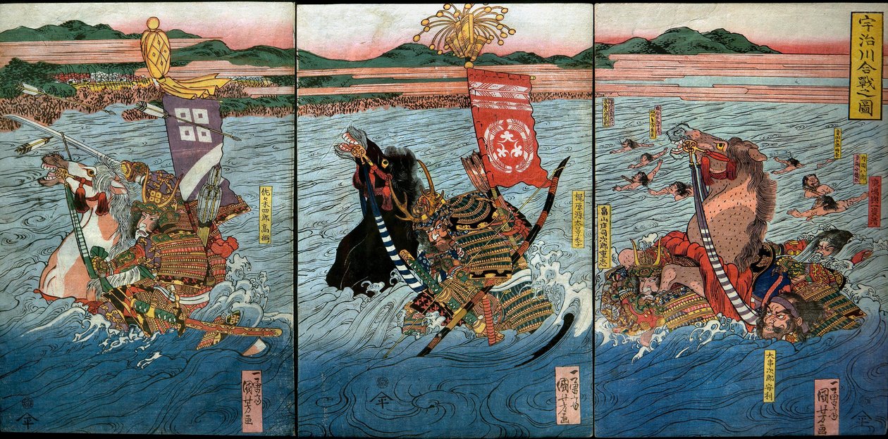 De Slag bij de Uji-rivier door Utagawa Kuniyoshi