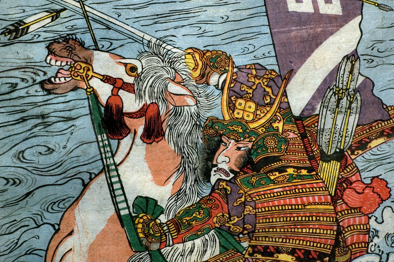De Slag bij de Uji Rivier (Ujigawa kassen no zu), c.1831-32 door Utagawa Kuniyoshi