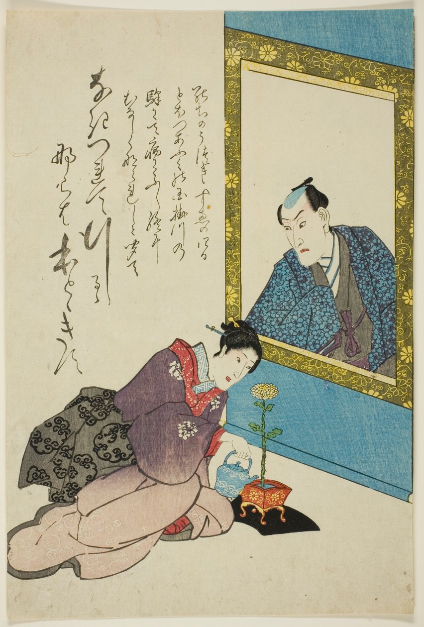 Herdenkingsportret van de acteur Onoe Kikugoro III door Utagawa School