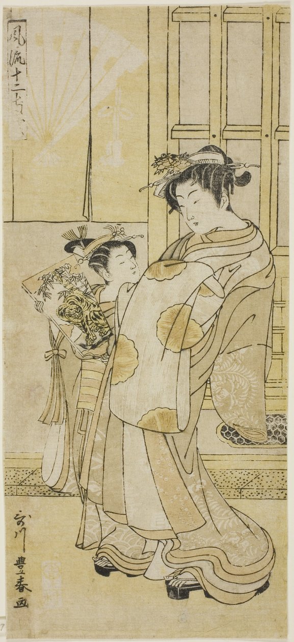 courtisane en bediende door Utagawa Toyoharu