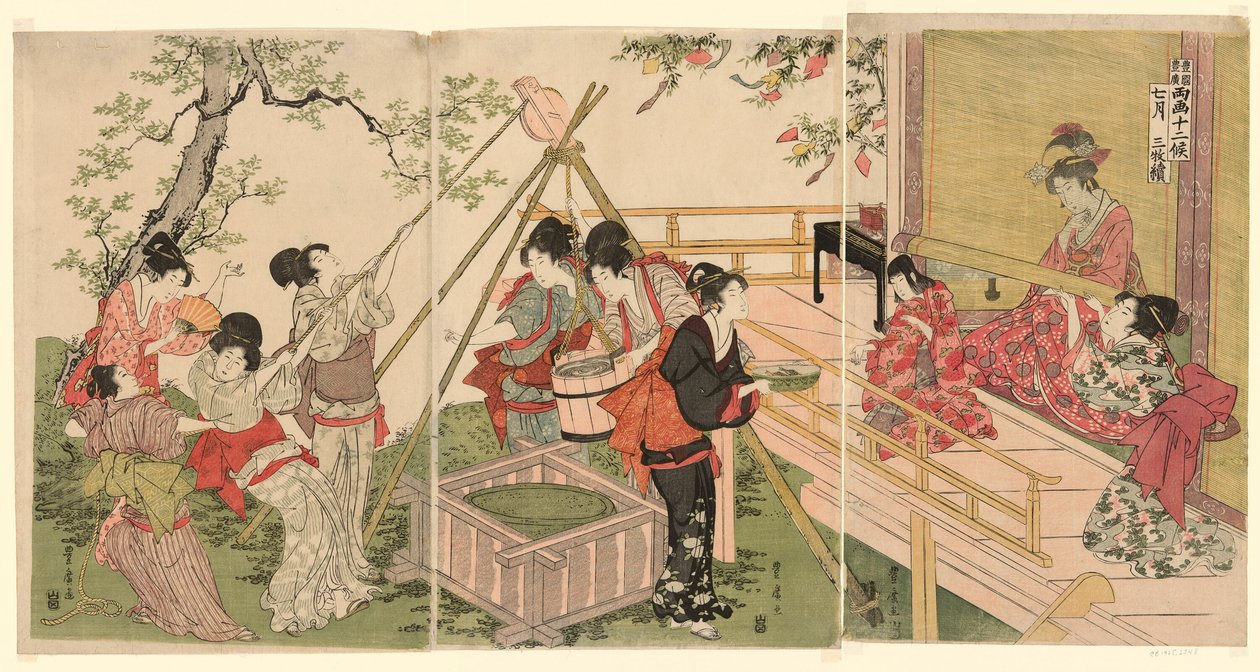 De zevende maand, uit de serie De twaalf maanden door twee kunstenaars (Ryoga juni ko) door Utagawa Toyohiro