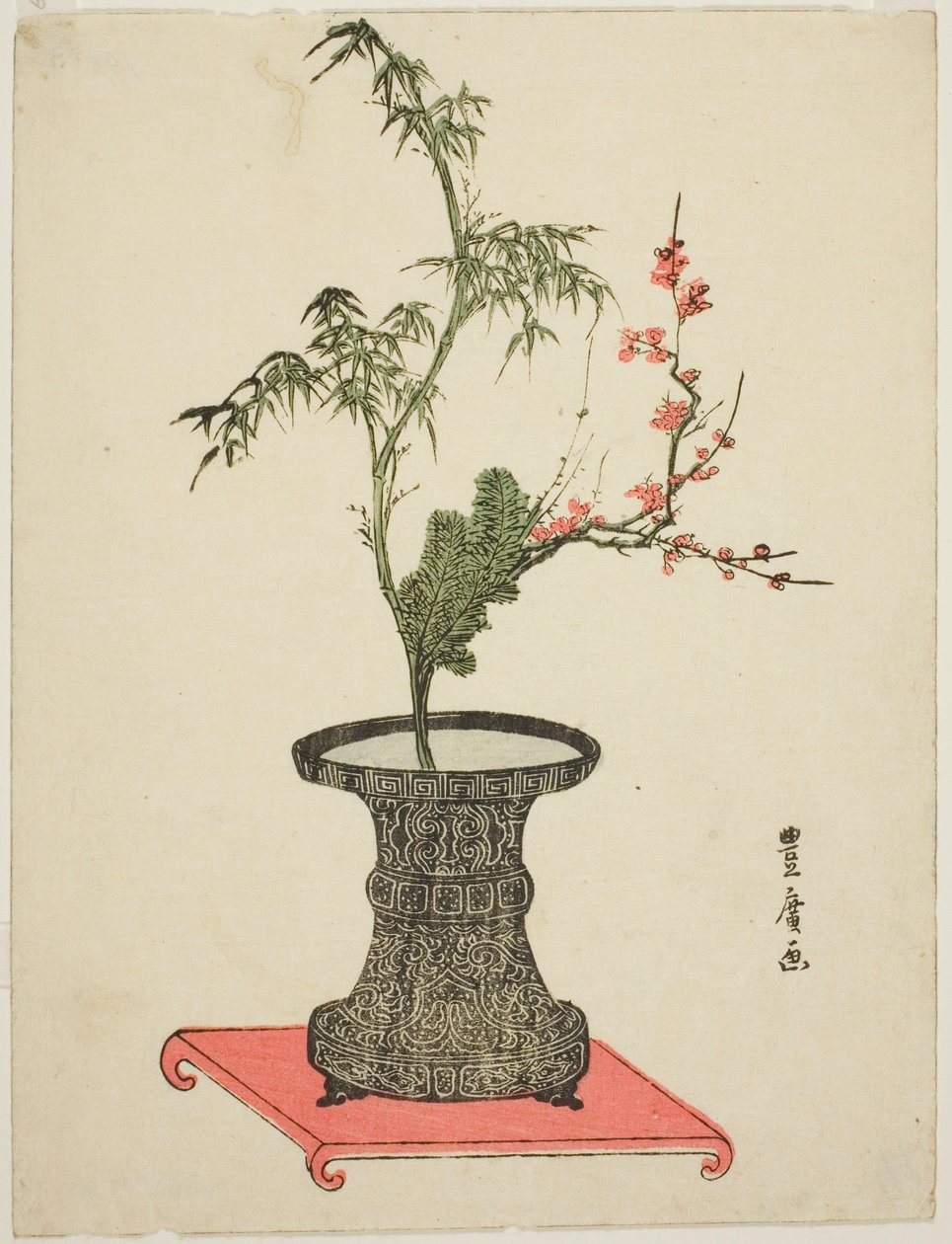 “Drie vrienden” ikebana door Utagawa Toyohiro