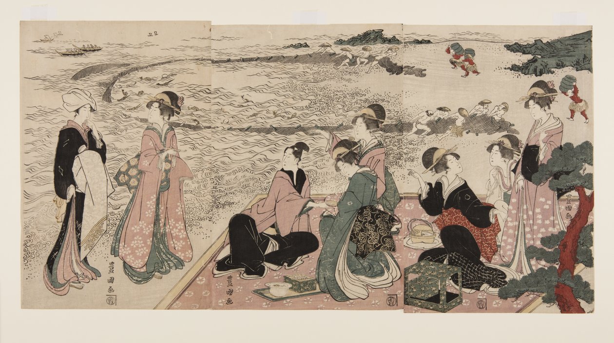 Een picknick aan de kust door Utagawa Toyokuni