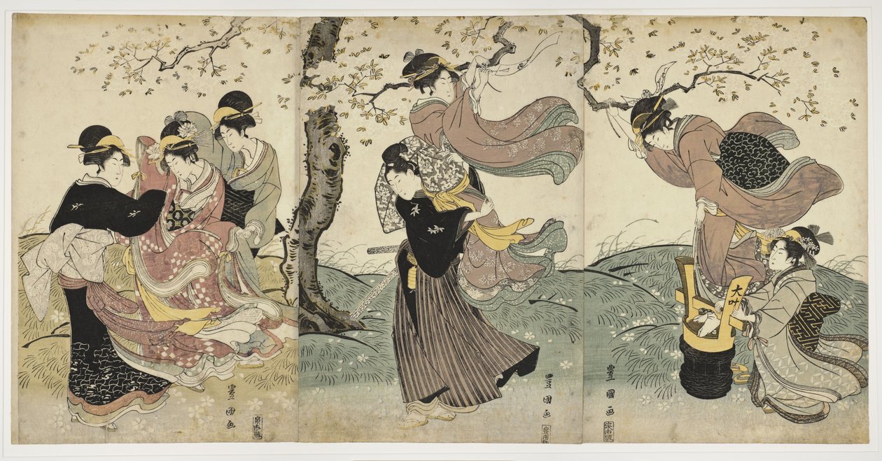 Bloemen in de wind, c. 1797-1800 door Utagawa Toyokuni