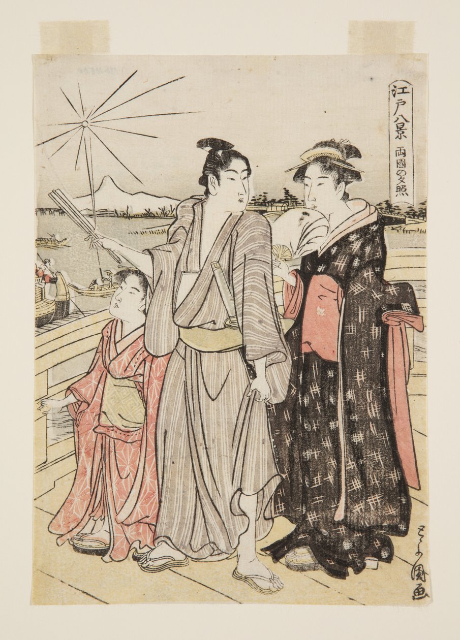 Zonsondergang bij Ryōgoku door Utagawa Toyokuni